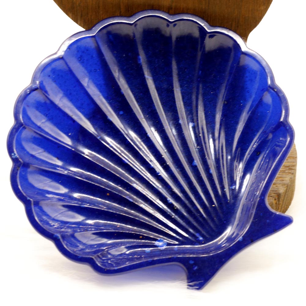Deep Blue Seashell Shaped Dish